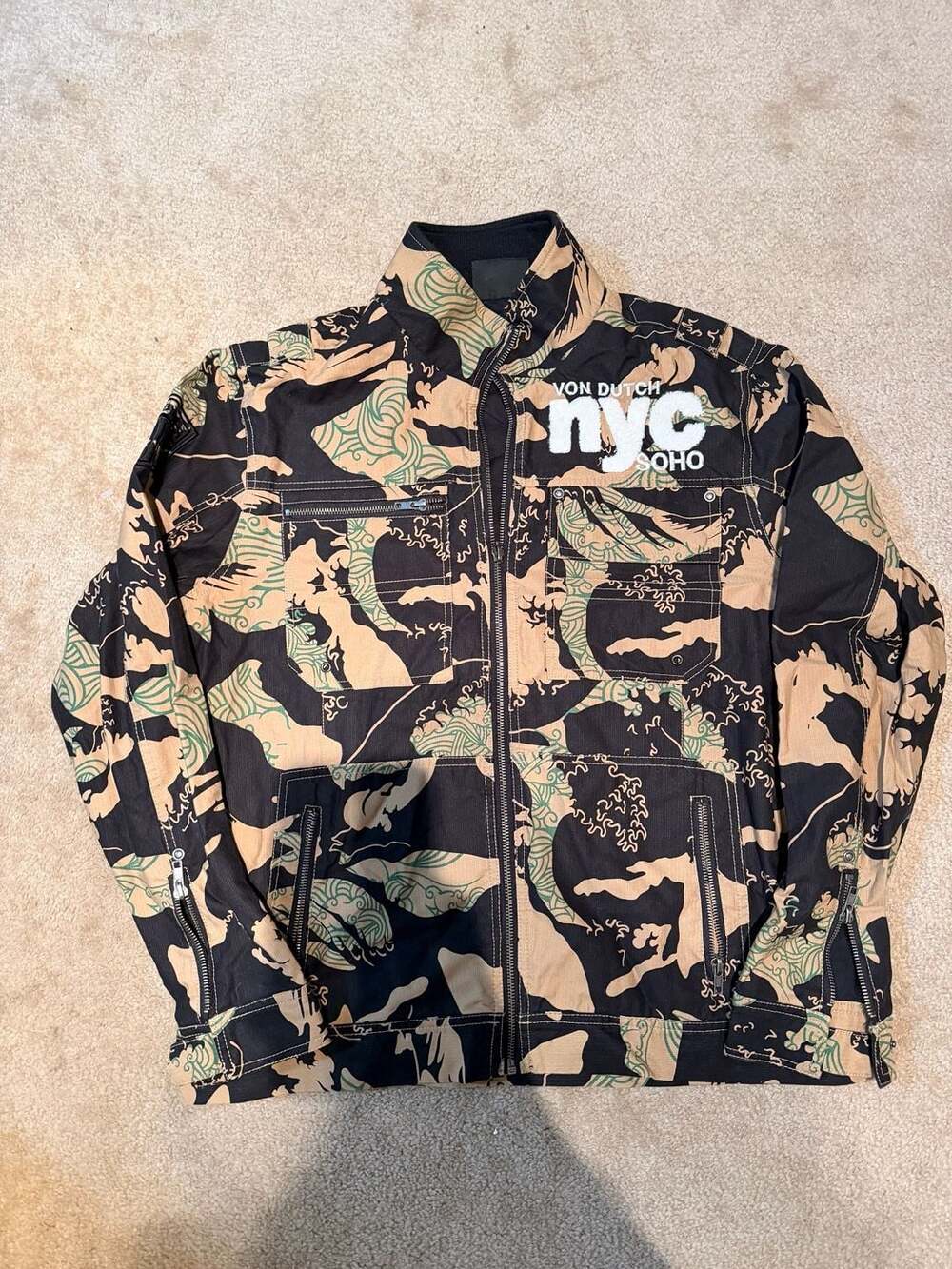 Von Dutch Kustommade NYC Soho Print Zip-Up Utility Jacket